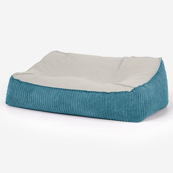 Sofa pufa Sloucher - Boucle & sztruks Morski błękit 01