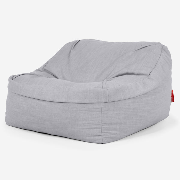 Pufa fotel Sloucher - Faktura lnu Srebro 01