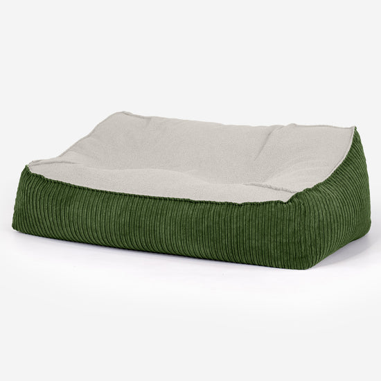 Sofa pufa Sloucher - Boucle & sztruks Leśna zieleń 01