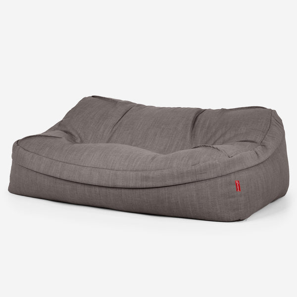 Sofa pufa Sloucher - Faktura lnu Chłodna szarość 01