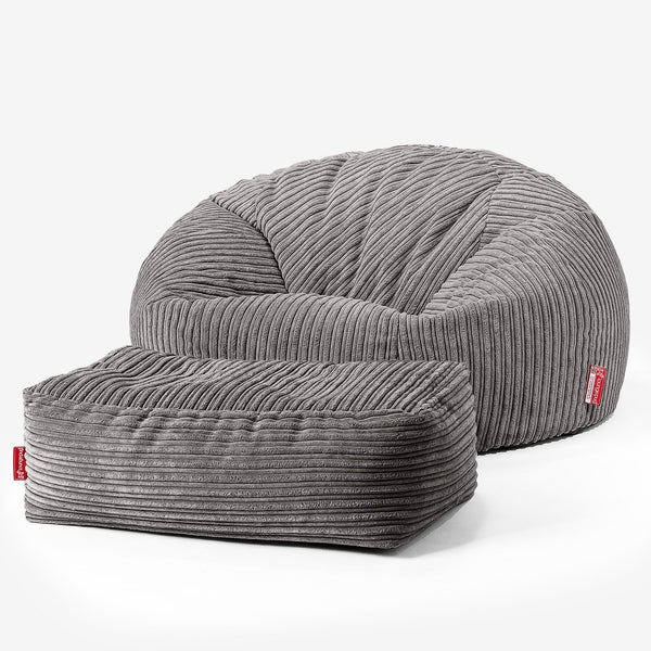 Klasyczna sofa pufa - Klasyczny sztruks Grafit szarość 01