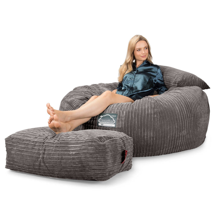 Sofa pufa piankowa gigant CloudSac 1010 XXL - Klasyczny sztruks Grafit szarość 04