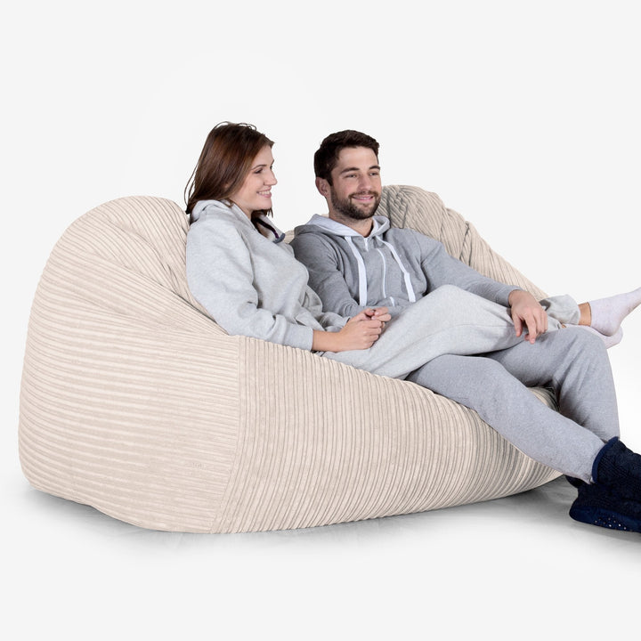 Olbrzymia sofa pufa - Klasyczny sztruks Kość słoniowa 02