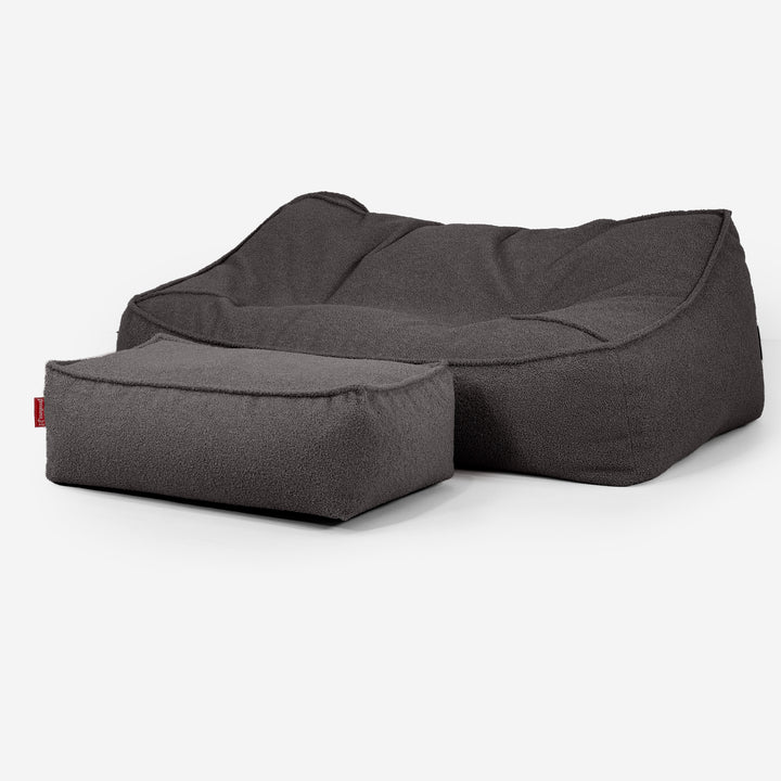 Sofa pufa Sloucher - Boucle Grafit szarość_02