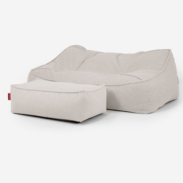 Sofa pufa Sloucher - Boucle Kość słoniowa_02