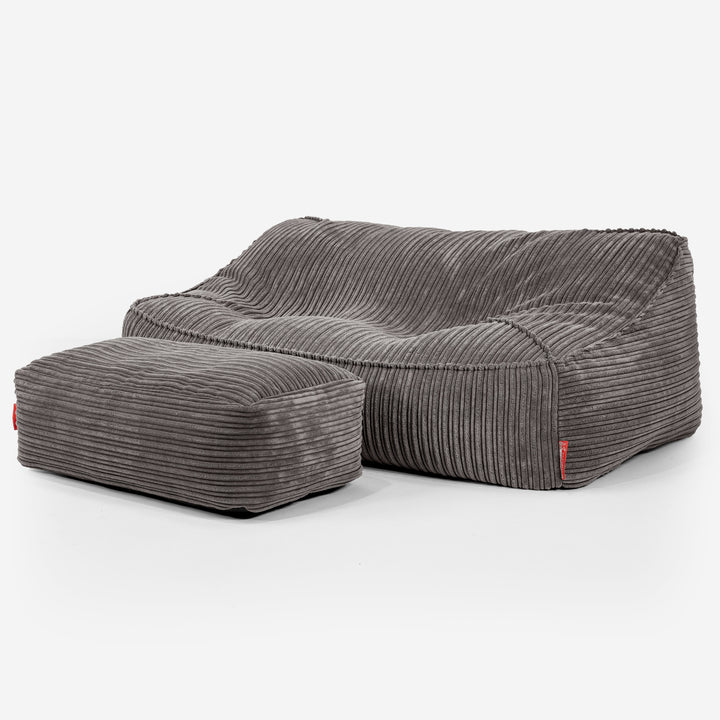 Sofa pufa Sloucher - Klasyczny sztruks Grafit szarość 02