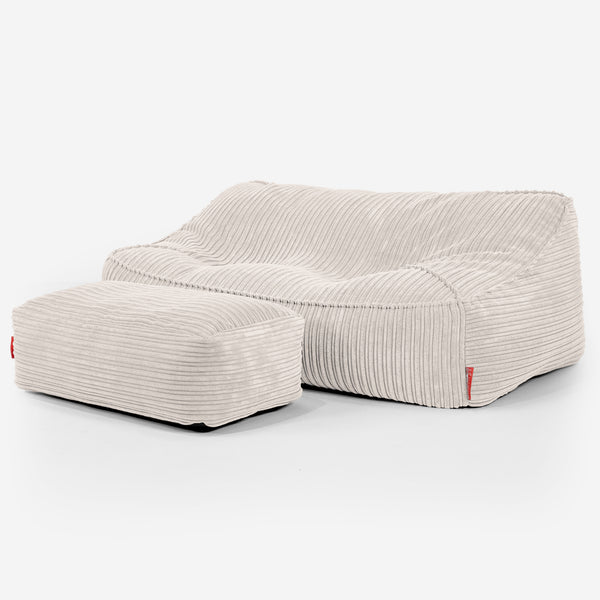 Sofa pufa Sloucher - Klasyczny sztruks Kość słoniowa 03