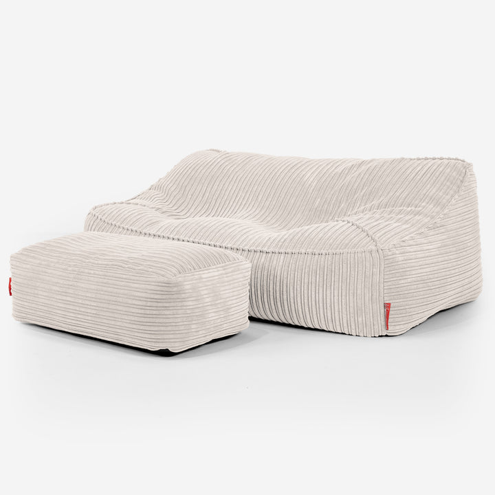 Sofa pufa Sloucher - Klasyczny sztruks Kość słoniowa 02