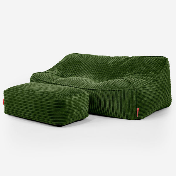 Sofa pufa Sloucher - Klasyczny sztruks Leśna zieleń 03