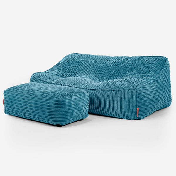 Sofa pufa Sloucher - Klasyczny sztruks Morski błękit 03