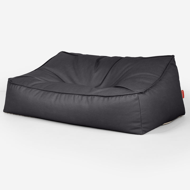 Sofa pufa Sloucher - Skóra wegańska Czerń 03